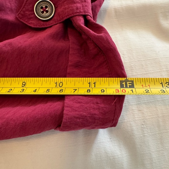 Laura Scott Burgundy Blouse Concealed Placket with Roll up button sleeves 1X - Picture 9 of 12